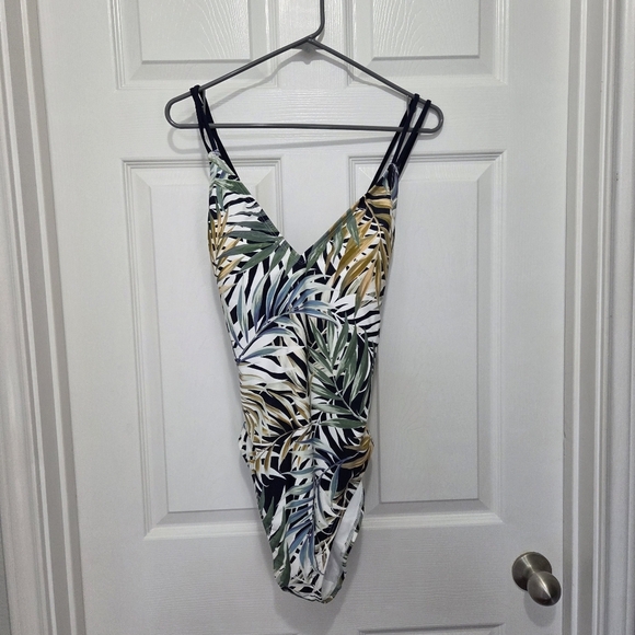 Hurley Woman One -Piece UPF 50+ Stretchy Green Palm Tropical Swimsuit Size XXL - Picture 3 of 9